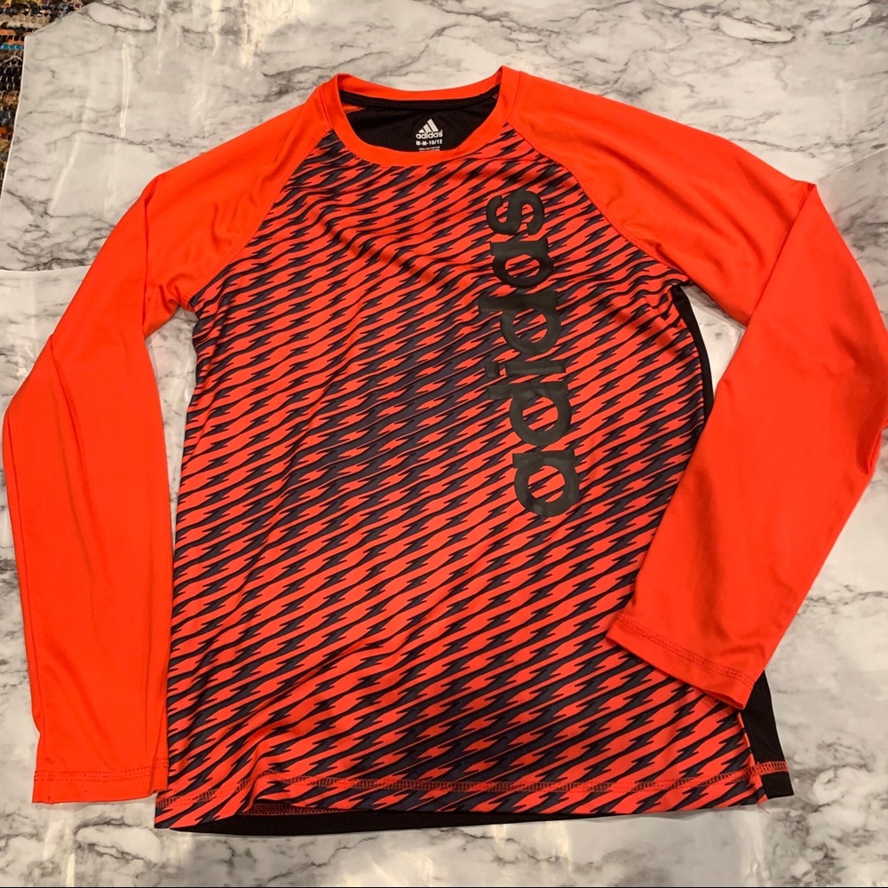 Adidas boys 10-12 Logo front long sleeve orange